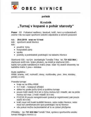 Turnaj v kopané o pohár starosty 2019